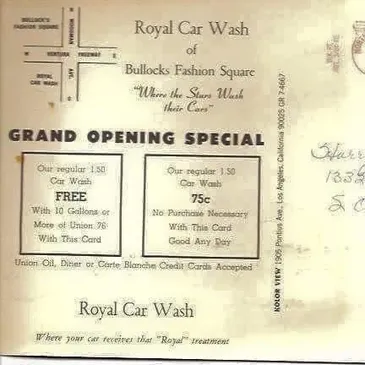 1966 Grand Opening Flyer — Royal Car Wash